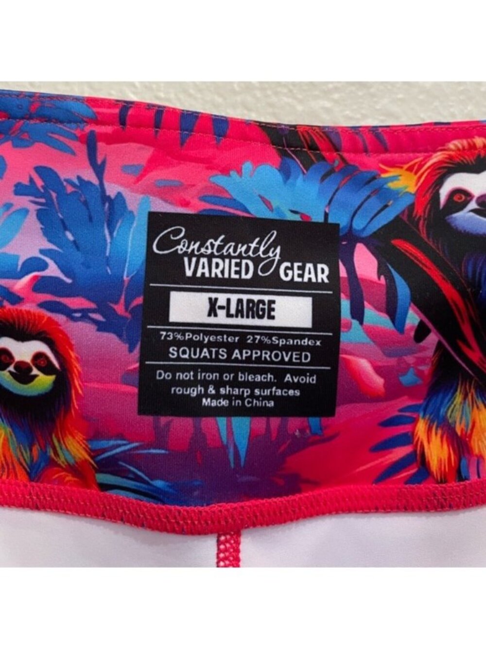 CVG Athletic Sloth Colorful Leggings Cropped Workout Lisa Frank Inspired Stretch - Picture 5 of 6
